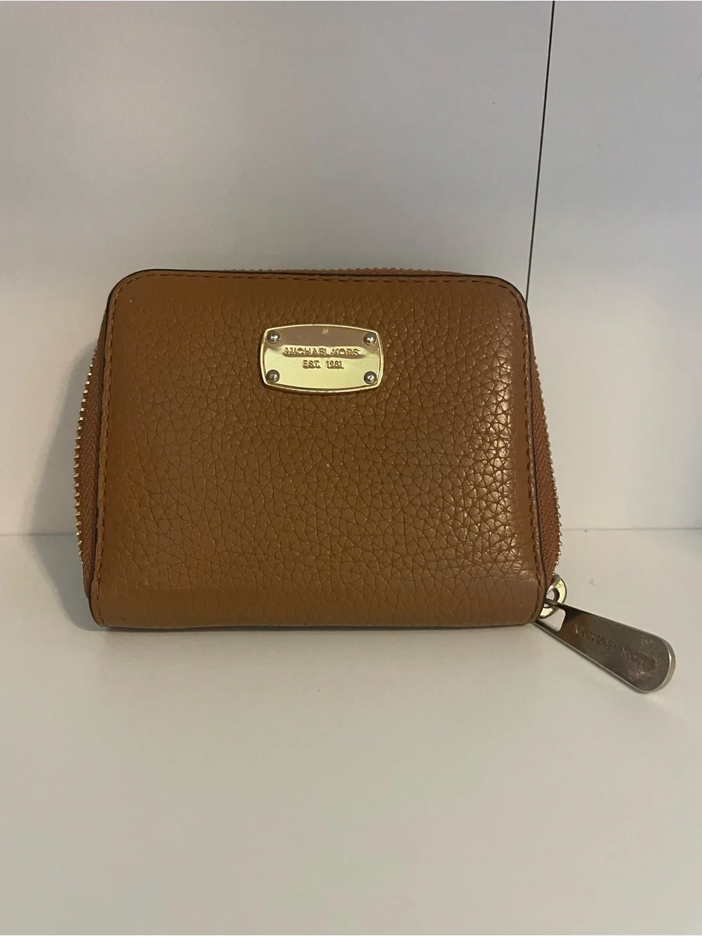 Michael Kors Cognac Pebbled Leather Zip-Around Wallet